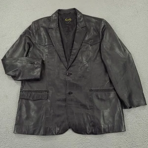 VINTAGE Scully Sakko Herren 48 schwarz Leder Blazer Western Cowboy Passe 2 Knopf - Bild 1 von 17