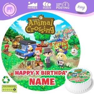 Animal Crossing Cake Topper Decoration Round Circle Personalised Edible Icing - Picture 1 of 5