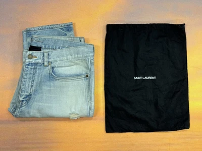 Saint Laurent Paris Faded Effect Straight Jeans D02Y 527389 Y507E 4998 - Image 1 of 4