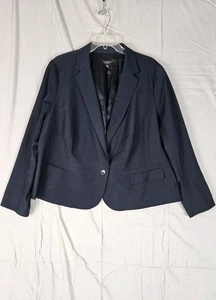 Talbots Petite 20WP Wool Blend Navy Blazer Lined Stretch Classic Office Career - Picture 1 of 7