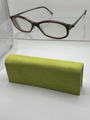 Lindberg Gafas Marrones Marrones Estuche Verde Hecho en Dinamarca Ojo de Gato Ovalado Foto 1 de 4