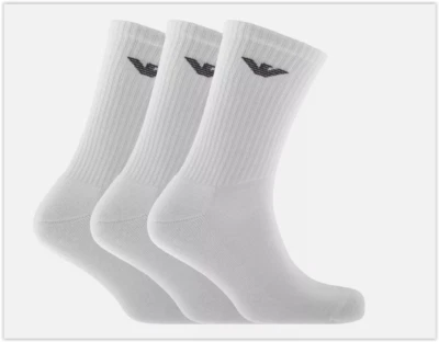 NUEVO CON ETIQUETAS EMPORIO ARMANI PAQUETE DE 3 CALCETINES ACOLCHADOS DEPORTIVOS CALZA TENIS PARA HOMBRE, BLANCOS Foto 1 de 4