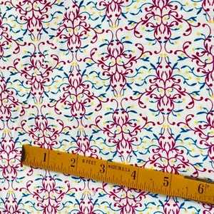 3.5 yards Vintage Floral Print Cotton Flower 44" wide White Yellow Blue Pink - Picture 1 of 5