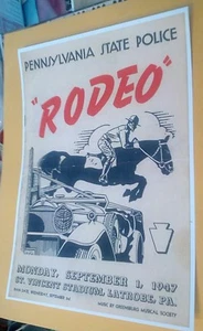 1947 Policía Estatal de Pensilvania Rodeo Greensburg Barracks St. Vincent Stadium NUEVO - Imagen 1 de 3