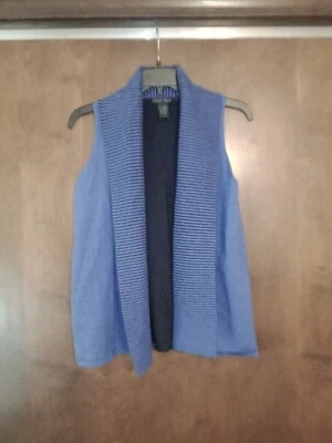 Nomadic Traders Knit Vest Open Front Rib Knit Size L Cotton Lagenlook Minimalist - Image 1 of 4