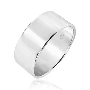 10mm Wide Plain Band .925 Silver Ring-8 - Picture 1 of 5