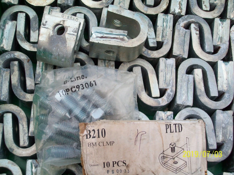 (LOT OF 5)  B210 (5/8") BEAM CLAMP 1/2-13 ZINC PLATED B-LINE EATON  - Image 1 of 1