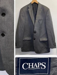 CHAPS Men’s 42R Herringbone Wool Sport Coat Suit Jacket Blazer Grey/Black - Picture 1 of 12