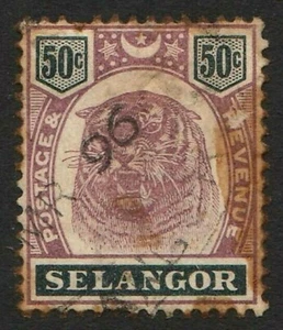 =WOW= MALAYA SELANGOR #34, USATO con DIFETTI, MEZZALUNA TIGRE, CV $29,00, omaggio S&H - Foto 1 di 2