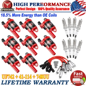 8Pack Ignition Coil+Spark Plug+Wire Set For Chevy Silverado 1500 GMC Tahoe UF742 - Picture 1 of 24