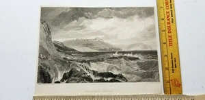PENDENNIS CASTLE FALMOUTH 19th Cent Steel Engraving JMW TURNER Shipwreck B1 - Picture 1 of 7