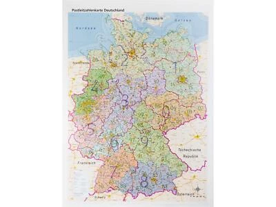 Postleitzahlenkarte Deutschland mit Bundesländern, laminiert, reißfest A0, 2015 - Bild 1 von 4