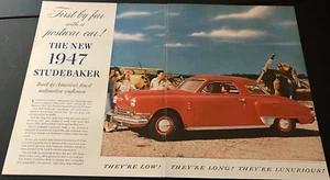 Red 1947 Studebaker Commander Regal - Vintage Original Color Print Ad / Wall Art - Picture 1 of 5
