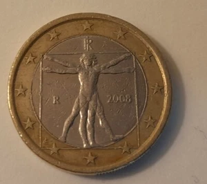 1 euro coin italy vir. man. 2008 misprint - Picture 1 of 2