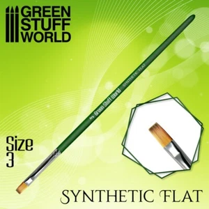 GREEN SERIES Flat Synthetic Brush Size 3 - Professional Handle - Picture 1 of 2