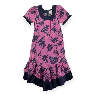 Vintage Lucky You Hawaiian Dress Womens Small Midi Muumuu Floral Ruffle Aloha - Image 1 of 4