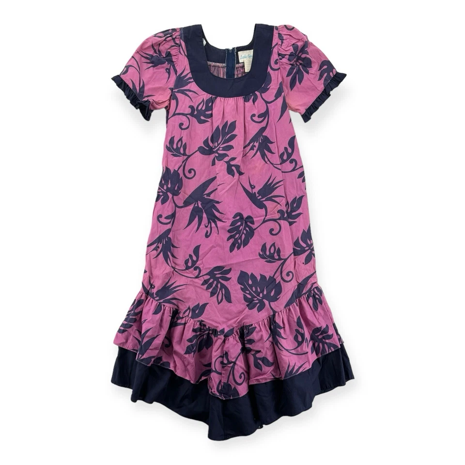 Vestido Hawaiano Lucky You Vintage Para Mujer Pequeño Midi Muumuu Floral Volantes Aloha Foto 1 de 4