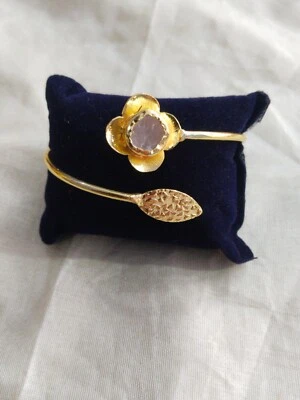 Brazalete Hoja Rosquartz Ajustable Moda Joyería Hecho a Mano Regalo Para Ella Foto 1 de 4