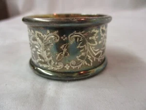 Antique CTB Charles Turman Burrows Sterling Napkin Ring etched Leaves - Picture 1 of 3