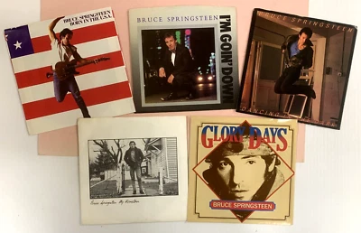 5x BRUCE SPRINGSTEEN 45s: Born In The USA/MY Hometown/Glory Days +2  MINT ML 301 - Image 1 of 4