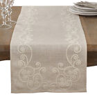 Fennco Styles Embroidered Swirl Tablecloth Runner Placemats Napkins - Many Sizes