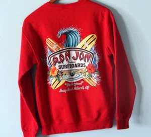 Ron Jon Surfboards Sweatshirt Vintage 90s Men's Small Red Graphic - Picture 1 of 23