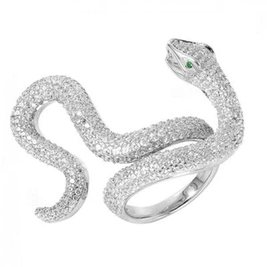 925 Sterling Silver ladies designer Cobra Ring W/ SIMULANT diamonds SZ 6-9 - Picture 1 of 3