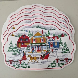 Lote de 6 manteles de vinilo Town And Country de colección Town Village casa de Navidad 18 x 12 - Imagen 1 de 7