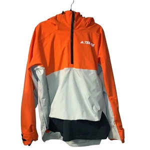 Adidas Men's Terrex Two Layer Rain Ready Jacket Size M Hooded Skiing HC7740 Vent - Picture 1 of 10