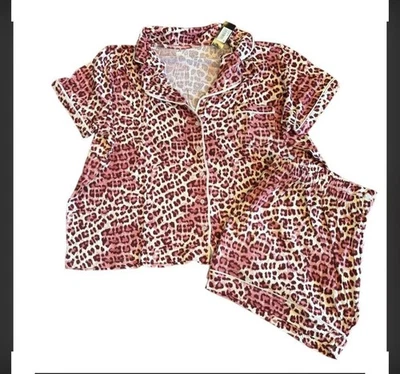 Juego de pijama Studio Badgley Mischka para mujer XL rosa estampado animal Foto 1 de 4