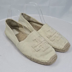 Tory Burch Damenschuhe 9 cremefarbene Weston Logo-Flats/Espadrilles Canvas-Slipper - Bild 1 von 20