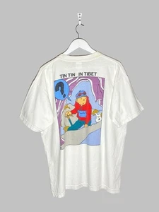 Vintage Tintin in Tibet Graphic T-Shirt Comics Cartoon Rare Collectible Tee XL - Picture 1 of 11