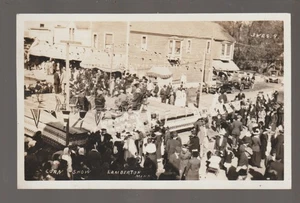 Lamberton MINNESOTA RPPC c1910 BAND PLAYING Main Street CORN SHOW Crowd MN - Picture 1 of 3