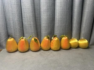 VTG Christmas Ornaments Satin Sheen Spun Pears Bells Balls Unbreakable - Picture 1 of 9