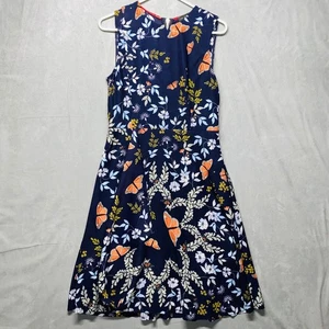 Ted Baker London dunkelblau Blumen Schmetterling ärmelloses Midikleid Größe 3 - Bild 1 von 12