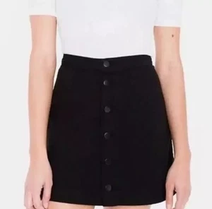 American Apparel Jeans Skirt Black Cotton Denim Buttoned Mini Women’s Small - Picture 1 of 9