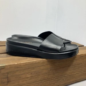 Donald J. Pliner Fifi Slide Thong Sandal Shoes Black Leather Size 10 FIF110-35 - Picture 1 of 17