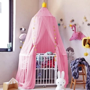 Princess Bed Canopy for Girls Room Decor Round Lace Mosquito Net Play Tent Re... - Picture 1 of 9