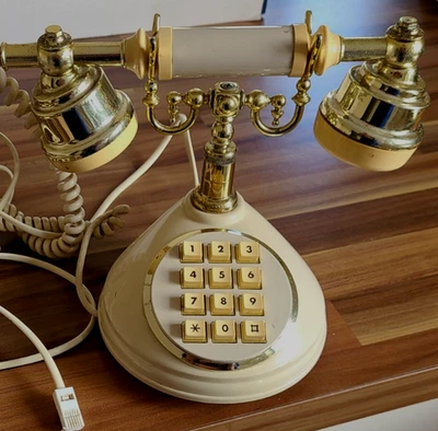 Vintage retro  phone Dial  Cream push button used working  - Image 1 of 4