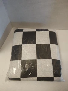 Neu Afghan Decke schwarz-weiß Karomuster 160x220cm Überwurf mit Fransen - Bild 1 von 6