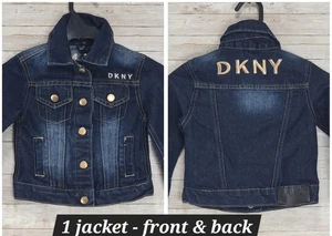 DKNY 2T Distressed Denim Jacket Back Embroidered Logo Toddler Baby Blue Jeans - Bild 1 von 19