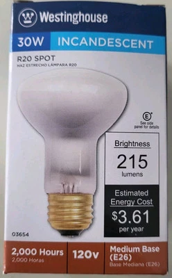 BULB-FLD 30W R20 M BASE by WESTINGHOUSE MfrPartNo 04303  (FREE SHIPPING ) - Image 1 of 4