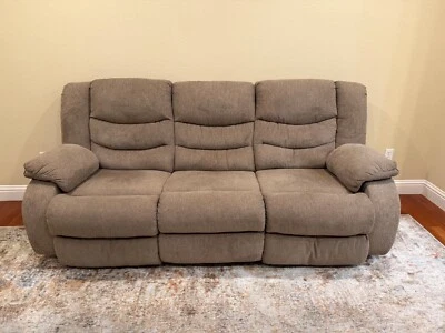 Ashley Furniture Tulen Manual Reclining 3-Seater Sofa (Fabric) – Gently Used - Image 1 of 4