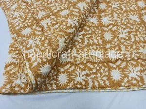 Edredón indio hecho a mano estampado de bloques con colcha Kantha tamaño king tamaño king - Imagen 1 de 8