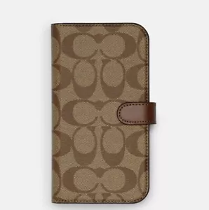 COACH IPHONE 15 PRO MAX FOLIO IN SIGNATURE CANVAS NEW WITH TAG - Picture 1 of 5