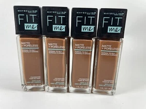 Lot Of 4 Maybelline Fit Me Matte Poreless Foundation Deep Shades Clay 365 Nutmeg - Picture 1 of 7