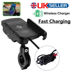 15W Wireless Fast Charger Motorcycle Motorbike Charging Phone Holder Mount - Picture 1 of 12