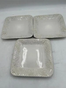 3) ELAMA LOTUS IVORY DINNER PLATES SQUARE VGC - Picture 1 of 4