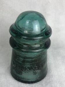 Jade Milk HEMINGRAY No 9 PATENT 1893 Glass Insulator Amber String CD 106 EIN 250 - Foto 1 di 8
