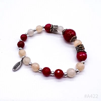 ESPRIT Damen Armband mit roten Perlen & Edelsteinen Modeschmuck  - Bild 1 von 4